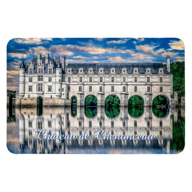 Castle (chateau) de Chenonceau. Frankrike. Magnet (Horisontell)