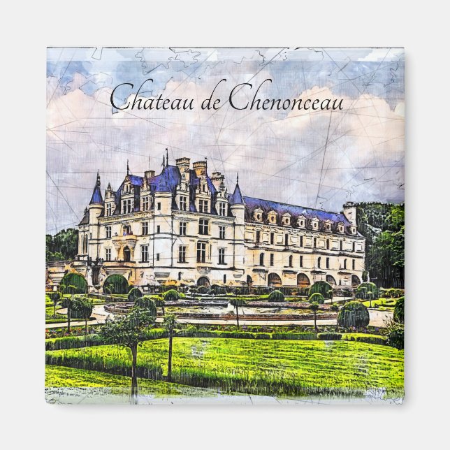 Castle Chenonceau. Frankrike. Magnet (Framsidan)