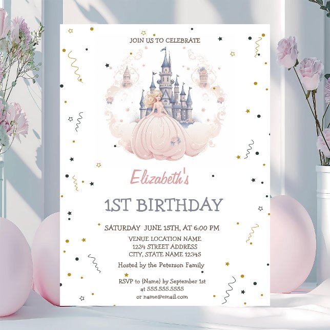 Castle Clouds Princess Fairytale Birthday Inbjudningar (Skapare uppladdad)
