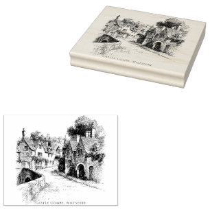 Castle Combe Village Sketch, Wiltshire England Stämpel