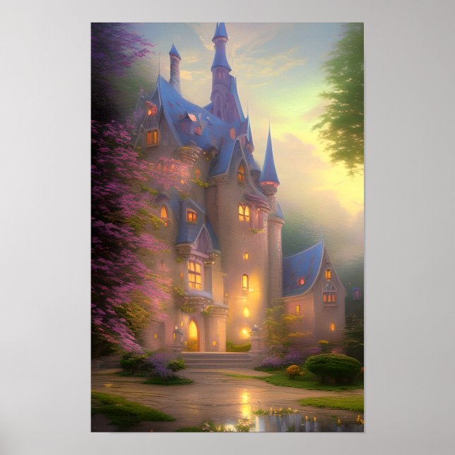Castle Enchanted Forest Fantasy Art Poster (Framsidan)