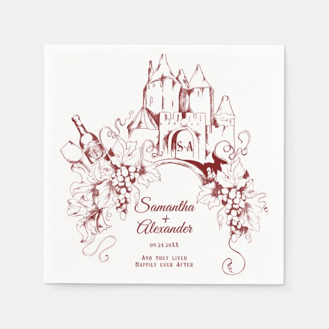 Castle Fairytale lyckligtvis efter Winery Bröllop Pappersservett (Framsidan)