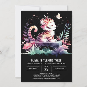 Castle Forest Tiger Birthday Inbjudningar