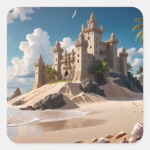 Castle från Beach of Posabilities Fyrkantigt Klistermärke