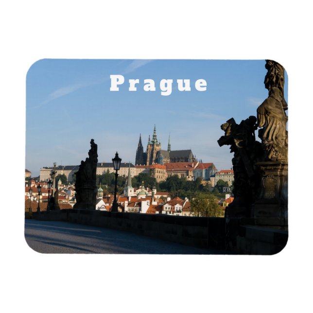 Castle från Charles bro i Prag Magnet (Horisontell)