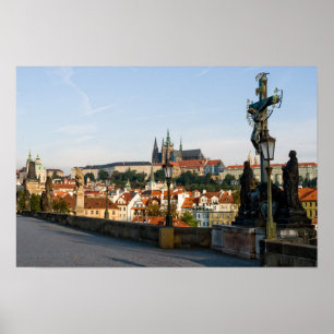 Castle från Charles bro i Prag Poster