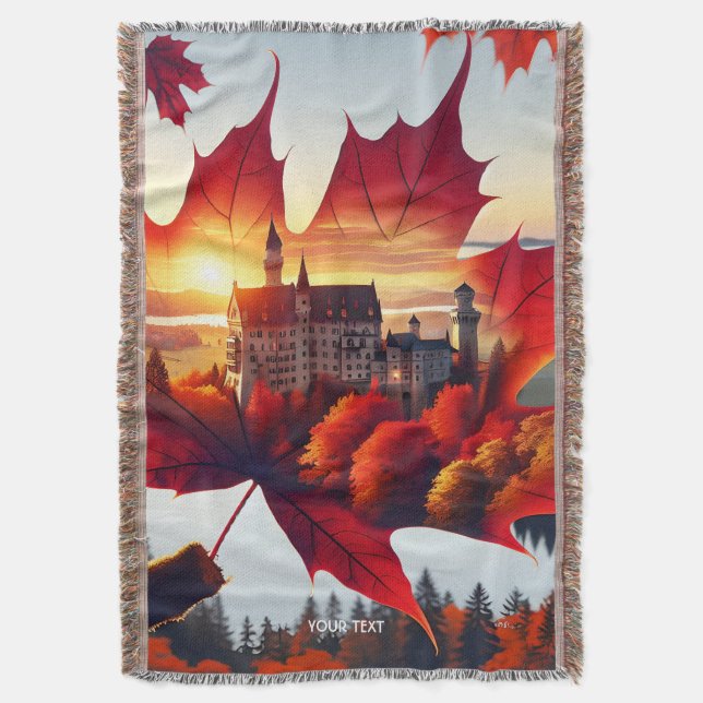 Castle från Fantasy Cute Löv Träd Filt (Framsidan Vertikal)