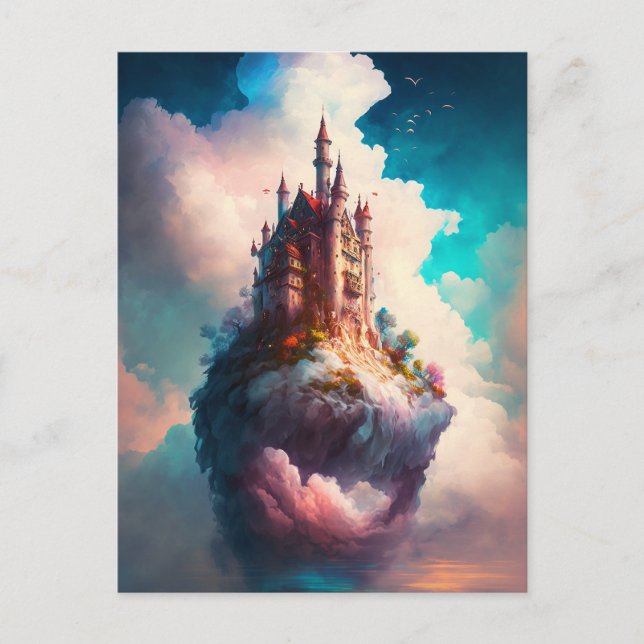 Castle Himlar Clouds Fantasy Art Postcard Vykort (Framsida)