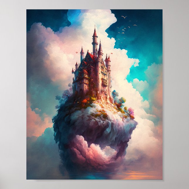 Castle Himlar Clouds Fantasy Art Poster (Framsidan)