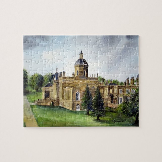 Castle Howard North Yorkshire Watercolor Painting Pussel (Horisontell)