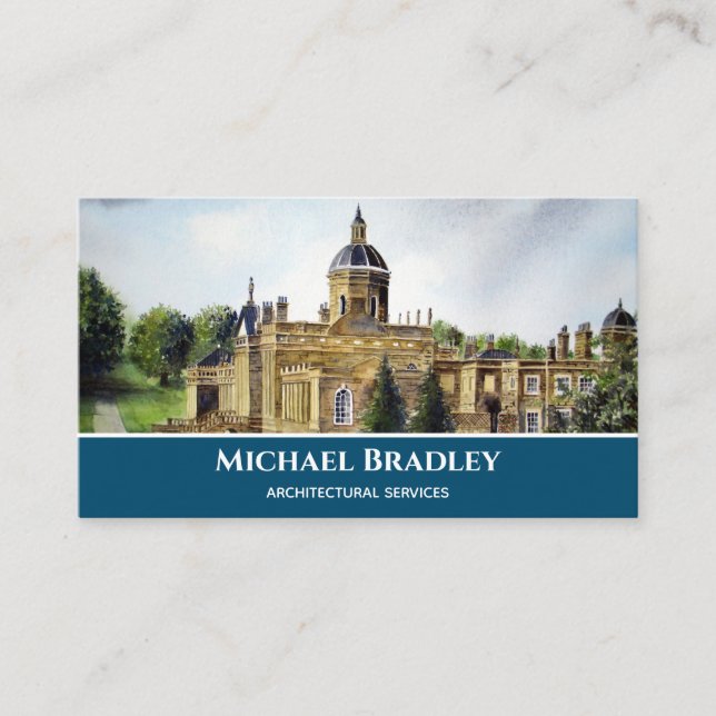 Castle Howard York England Watercolor Landscape Visitkort (Framsida)