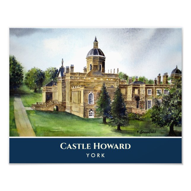 Castle Howard York England Watercolor Painting Fototryck (Framsidan)