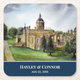 Castle Howard York England Watercolor Painting Underlägg Papper Kvadrat