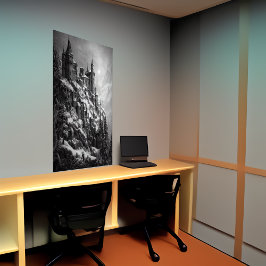 Castle i berget med snö | AI Art Poster