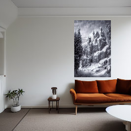 Castle i snöberget | AI Art Poster