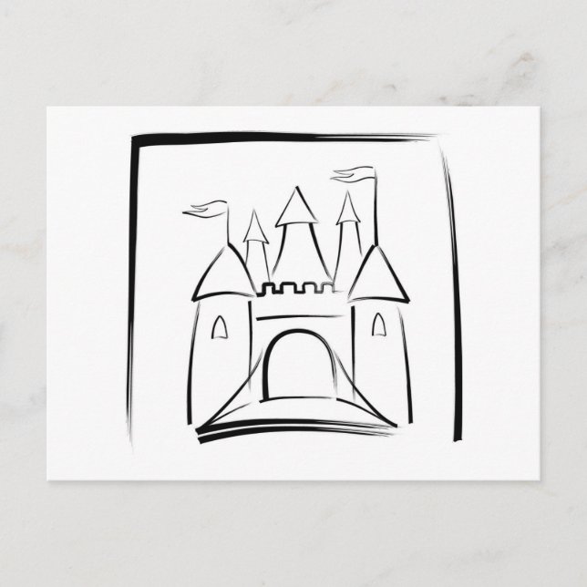 Castle Illustration med Drawbridge Vykort (Framsida)