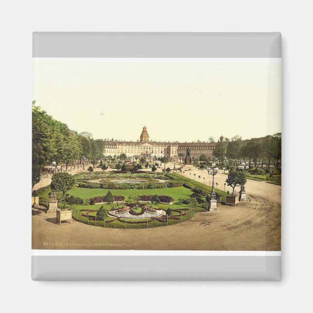 Castle, Karlsruhe, Baden, Tyskland sällsynt Photoc Magnet (Framsidan)