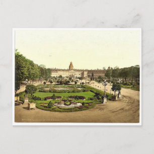 Castle, Karlsruhe, Baden, Tyskland sällsynt Photoc Vykort