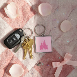 Castle Keychain Fyrkantig Silverfärgad Nyckelring