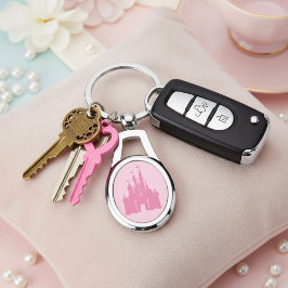 Castle Keychain Ovalt Silverfärgad Nyckelring