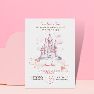 Castle Kingdom Princess 1st Birthday Party Inbjudningar