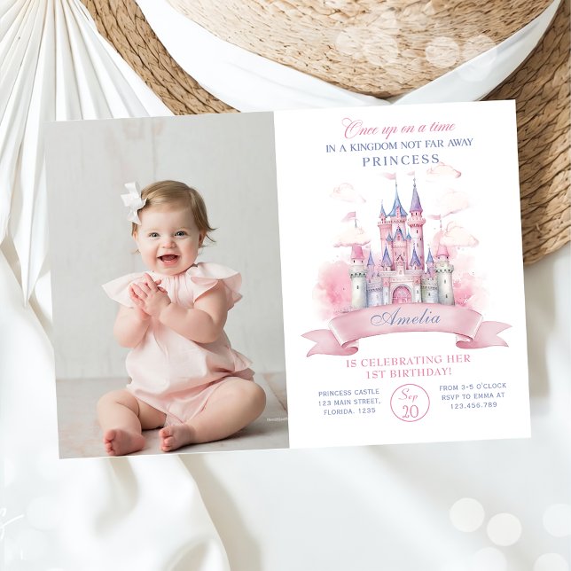 Castle Kingdom Princess Birthday Photo Investigati Inbjudningar (Skapare uppladdad)