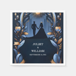 Castle Luxury Fuchsia Krona Royal Blue Bröllop Pappersservett