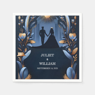 Castle Luxury Fuchsia Krona Royal Blue Bröllop Pappersservett