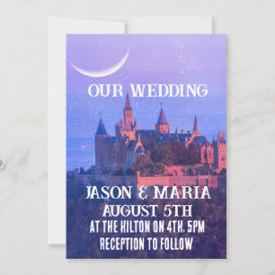 CASTLE MÅNE BLUE GOTHIC PERSONLIGT BRÖLLP INVITATI INBJUDNINGAR