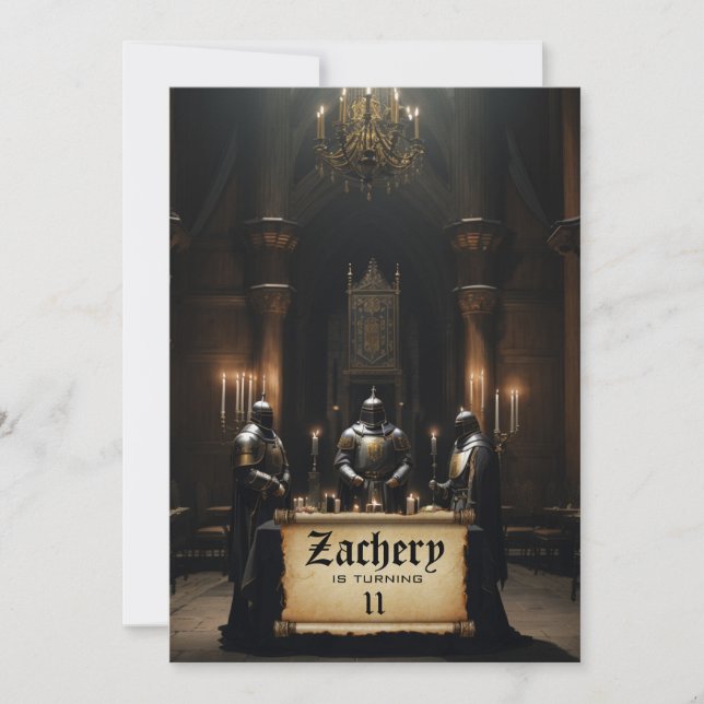 *~* Castle Medieval Theme 3 KNIGHTS AP88 Birthday Inbjudningar (Framsida)