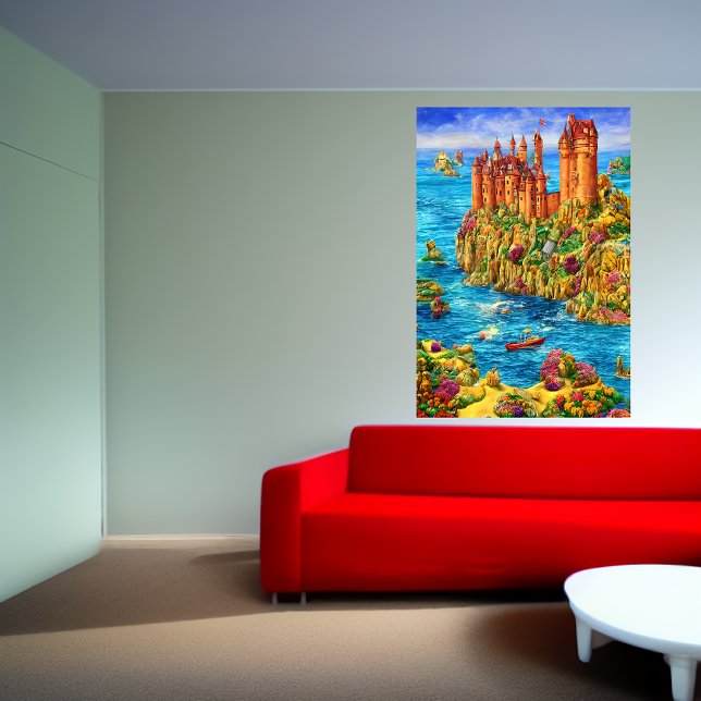 Castle nära havet | AI Art Poster (Skapare uppladdad)