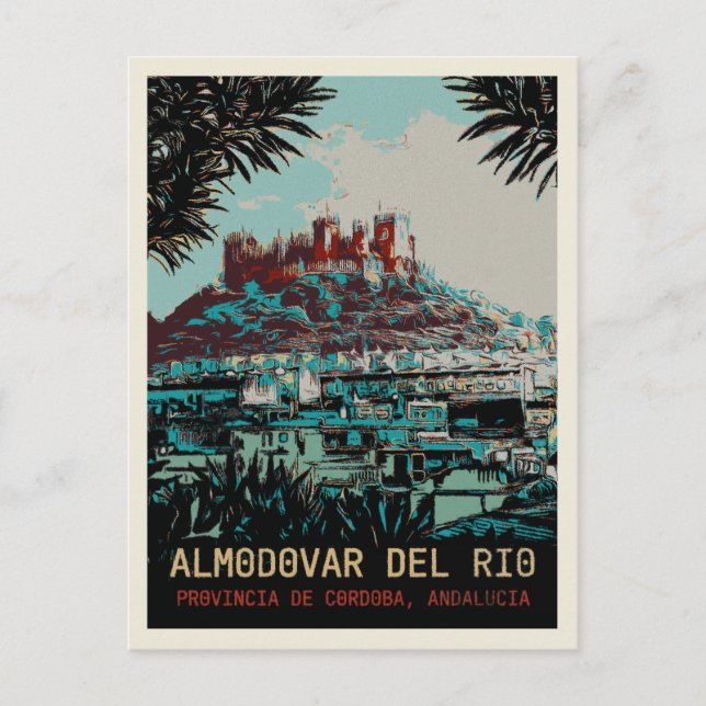 Castle of Almodovar del Rio illustration, Spanien Vykort (Framsida)