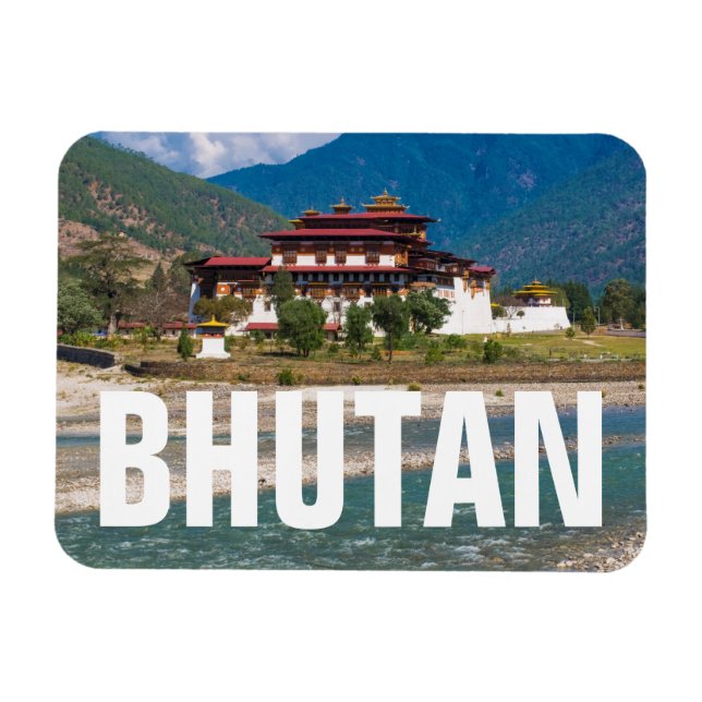 Castle of Punakha, Bhutan, Asien Magnet (Horisontell)