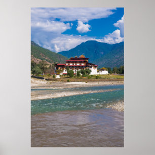 Castle of Punakha, Bhutan, Asien Poster