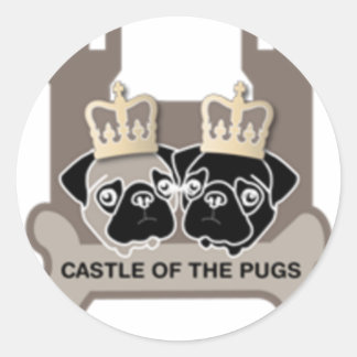 castle of the pugs sticker doorzichtig runt klistermärke