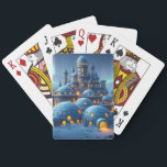 Castle of Winter Hearth Casinokort<br><div class="desc">Playing cards of an impressive castle made of igloos and stone, in a winter landscape of snow and pine trees. Magical aurora lights play in the evenfall sky, bathing the mountains and valley in a surreal atmosphere of heavenly colors. Amidst the misty strands of cold and snow, the stronghold castle...</div>