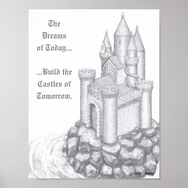 Castle on Sea (med Anpassade Text) Poster (Framsidan)