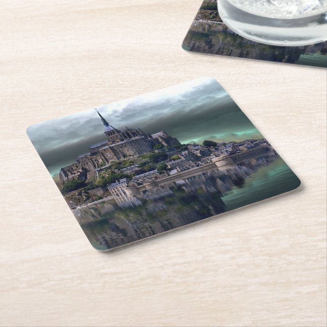 Castle på Vatten Underlägg Papper Kvadrat (Vinklad)