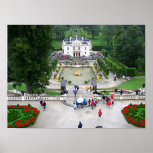 Castle Park Linderhof i Bayern, Tyskland Poster