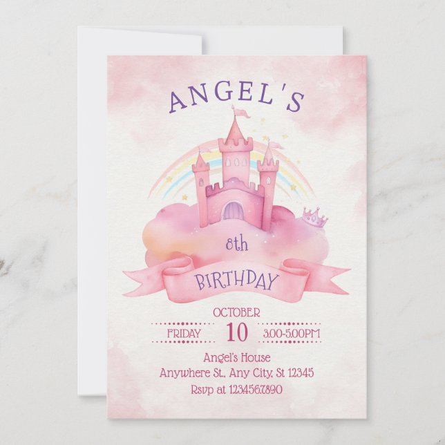 Castle princess inbjudningar (Framsida)