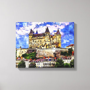 Castle Saumur, Loire Valley, Frankrike Canvastryck