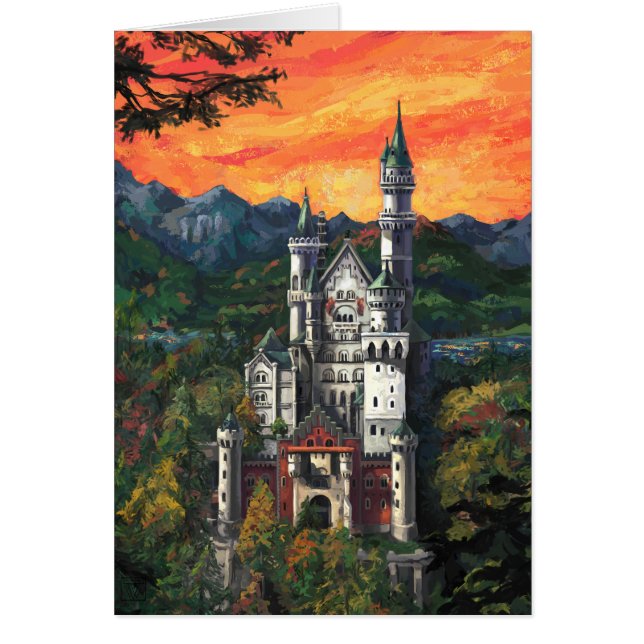 Castle Schloss Neuschwanstein Hälsningskort (Framsidan)