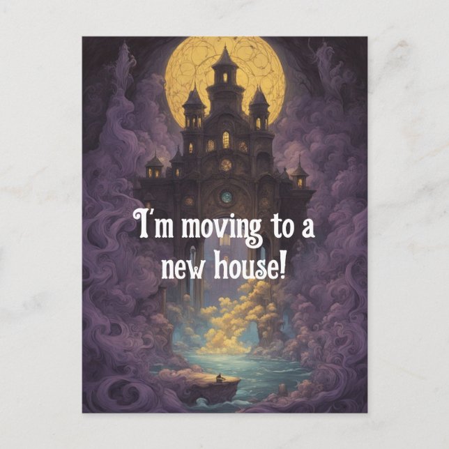 Castle under Gult Måne Ny adress Vykort (Framsida)