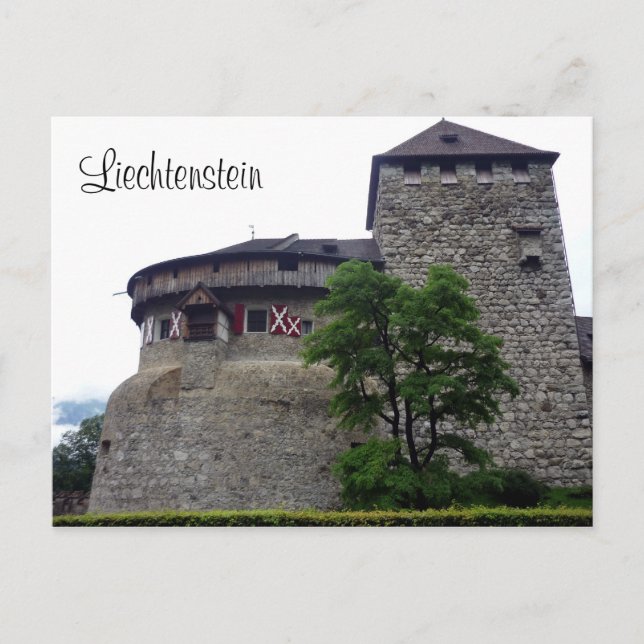castle vaduz träd vykort (Framsida)