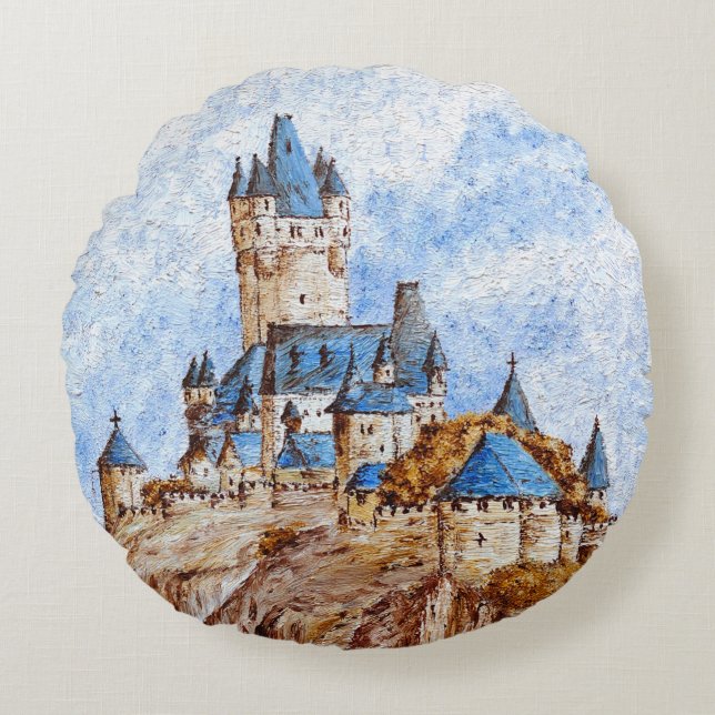 Castle vid Rhen Rund Kudde (Framsidan)