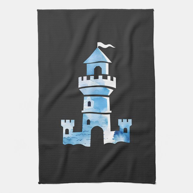 Castle Watercolor Art Kitchen Towel Kökshandduk (Vertikal)