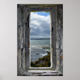 Castle Window Effect - Sea View Illusion Poster