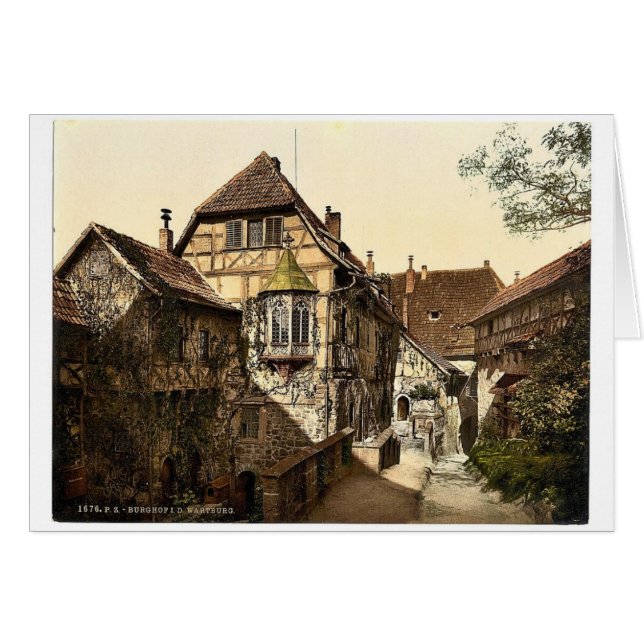 Castle yard, Wartburg, Thuringia, Tyskland sällsyn Hälsningskort (Framsidan Horizontal)