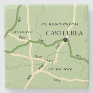 Castlerea, Roscommon Ireland Road Karta Stenunderlägg