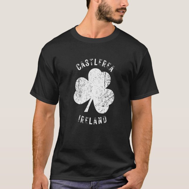 Castlerea Roscommon Ireland Vintage Shamrock Distr T Shirt (Framsida)